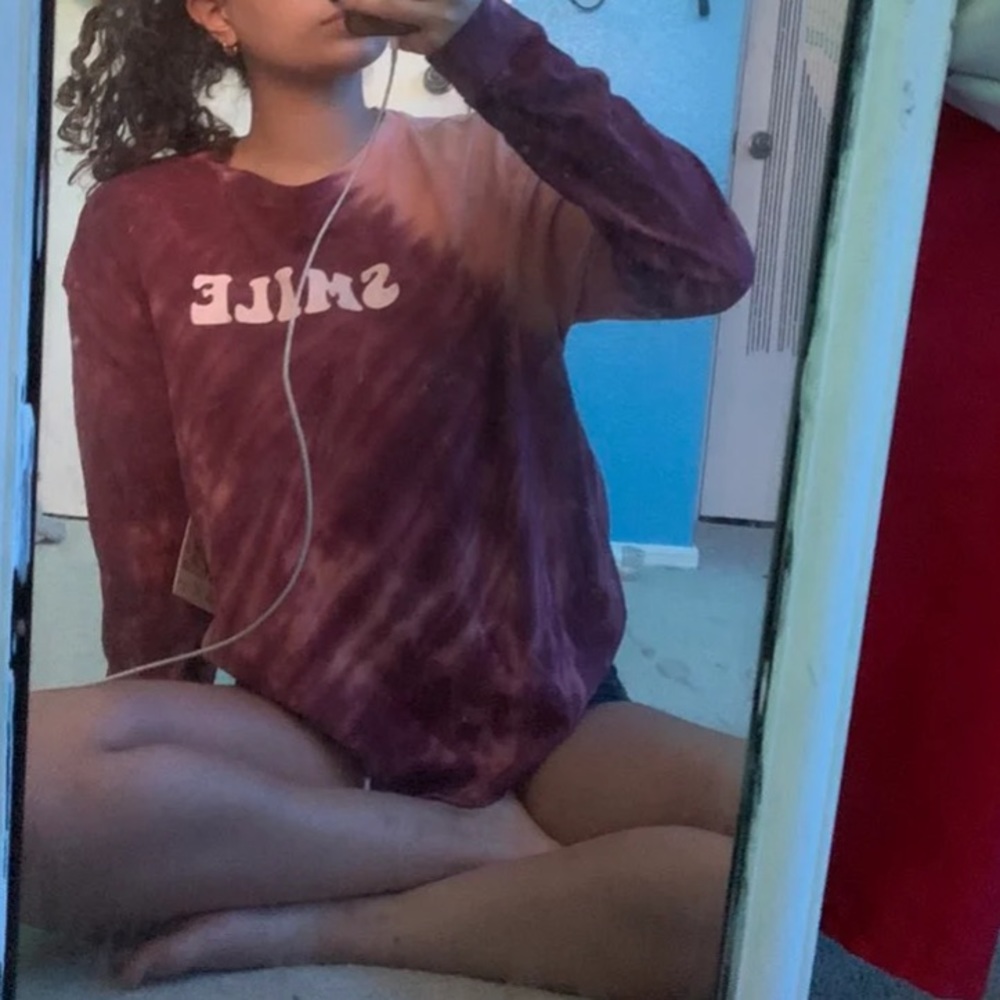pink and maroon tie dye long sleeve nwt
